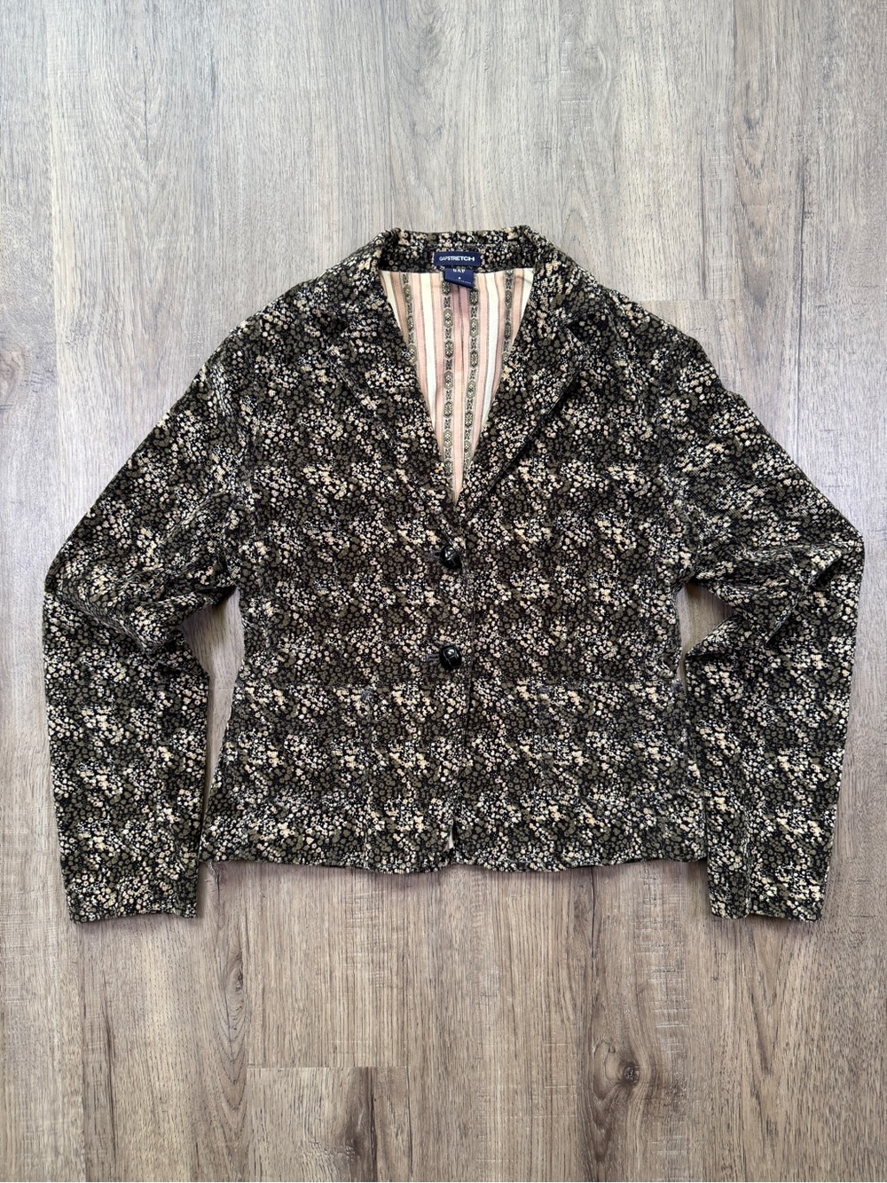 GAP Tweed Floral Print Blazer with Striped Lining 2